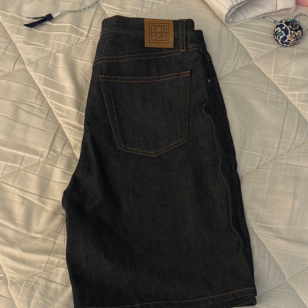 Toteme dark denim shorts